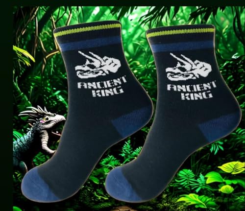 Tiny Captain Boys Dinosaur Socks 4-7 Year Old Best Gift Age 7-10 Boy Cotton Crew Sock 5 Pack Set From 2 Sizes4