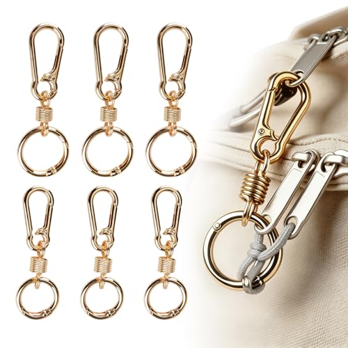 Zipper Clips Anti Theft 6 Pcs Zipper Locks for Backpacks Double Opening Antitheft Spring Carabiner Clasps for Travel Purse Luggage Suitcase Handbags Keys(Gold)