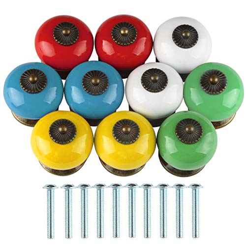 larcele Vintage Armario knöpf Pomo de puerta Tiradores de cerámica para cajón, redondo, 6u00a0pieza ctls de 01 Mischen Farben