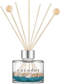 Cocod'or Aroma Diffuser 190 ml English Pear & Freesia, Silver Cap, Wooden Balls, Real Shells, Candle Light