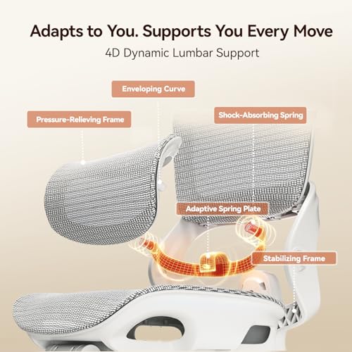 Image of SIHOO B100 PRO Ergonomic Office Chair with Footrest, Mesh Office Chair with Adaptive Lumbar Support, Computer Chair with Wide Headrest, Desk Chair with 360 Rotatable Flip-Up Armrests, Light Grey