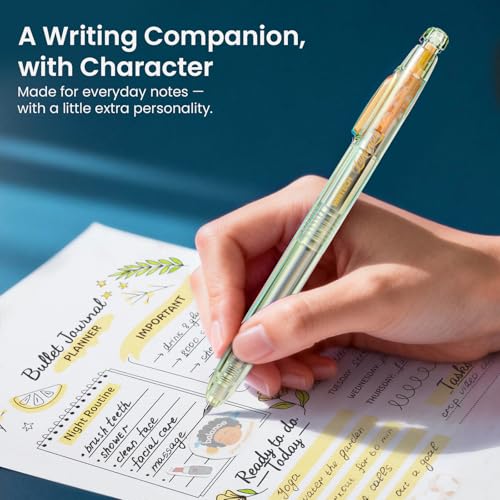 Image of WRITECH Gel Pens Medium Point: Luminous pen set 0.7mm Black Ink Includes 2 Pens and 2 Refills Silent Clicker Smooth Writing for School Office & Everyday Use