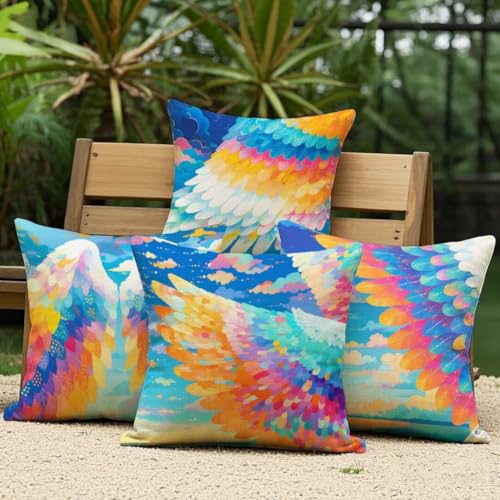 Housse de coussin extérieur imperméable bleu 45x45 cm lot de 4 - 3