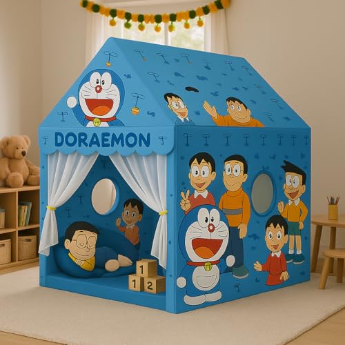 Image of XEMOX, Light Weight Kids Play Tent House - Fun, Foldable, and Durable for Indoor & Outdoor Toys for 3 to 10 Year Old Kids (DORAMOON)