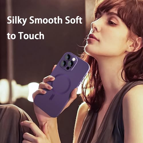 VCGFJD Magnetic for iPhone 14 Pro Max Case with Camera Lens Protector [Compatible with Magnetic], Matte Metallic Lustre Slim Soft TPU Bumper Shockproof Phone Case for iPhone 14 Pro Max 6.7" -Purple - Image 3