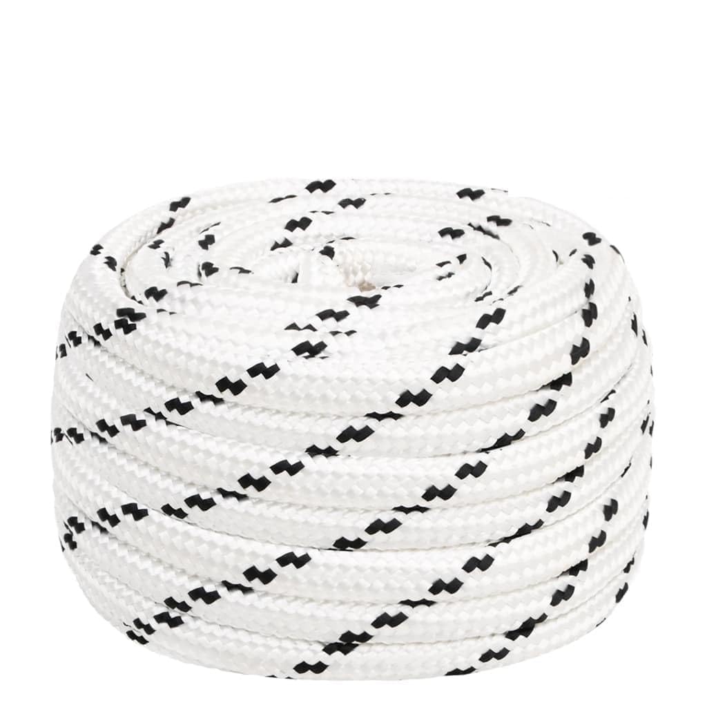 Cuerda de trabajo blanca de poliéster de 18 mm de diámetro, 100 m de longitud, resistente, para jardín, taller, camping, barco y hogar, con alta resistencia al desgarro y protección UV
