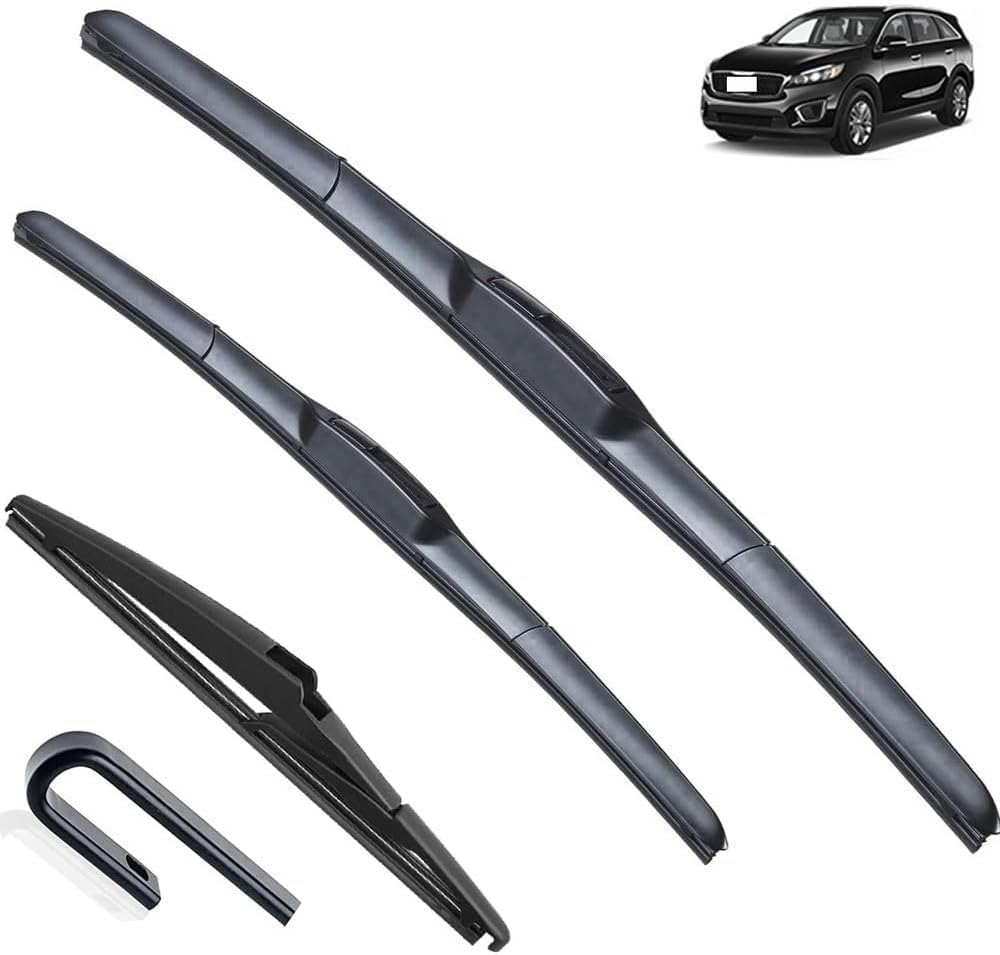 liuhuiffac Wiper Blade Set Front & Rear for Kia Sorento UM 2015-2020 | All Weather Windscreen Wiper Blades Replacement | with Specific Fitment | Pack of 3 (RHD)