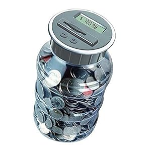 Digital Coin Bank Savings Jar by Digital Energy – Pennies Nickles Dimes Quarter Half Dollar Change Counter | Clear Jar…