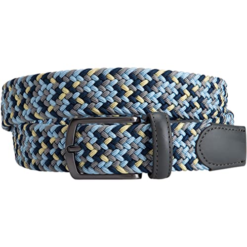 Greg Norman Men's Multi Color Braided Stretch Golf Belt Blue/Grey 36