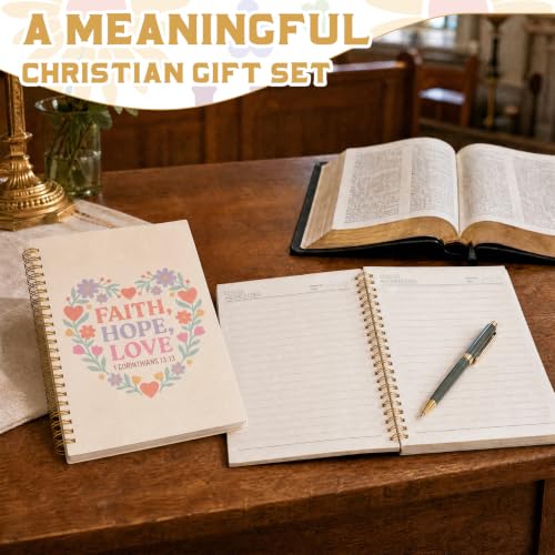 MotiMind 6 Pieces Christian Journals Bulk Compatible with Notebook A5 Spiral Church Prayer Journal for Women Devotional Gifts Group Notes 8.27 x 5.51 Inch White Gold Cardstock Paper Metal - Image 4
