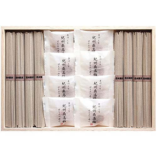紀州南高梅・信州そば詰合せ 紀州南高梅はちみつ漬け8個 信州そば50g×8束