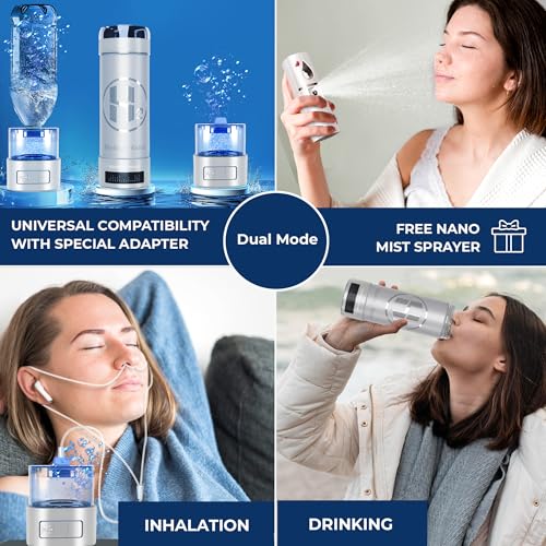 H2ORIGIN PULSE Hydrogen Water Bottle Generator, Up to 9000 PPB Hydrogen Bottle Water Ionizer with SPE/PEM Technology, 3-in-1 Portable Universal Adapter and Refreshing Mist Spray - Image 5