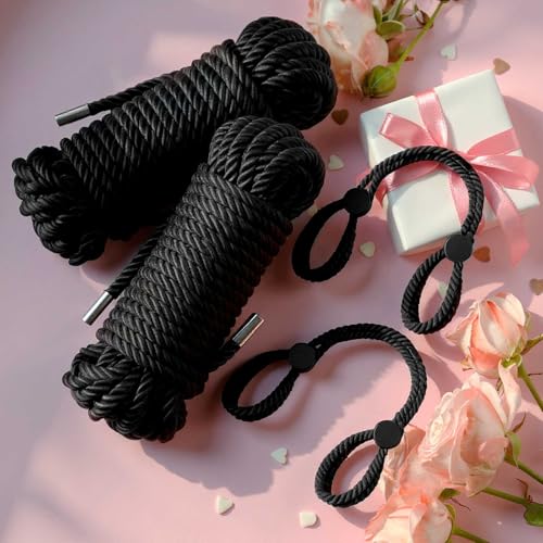 Image of Tisancy 4 Pcs Multifunctional Craft Cord Kit with 2 Soft Silk Macrame Cords and 2 Adjustable Nylon Rope, 32.81 ft Twisted Trim Cord for DIY Crafts and Home Decoration(Black)