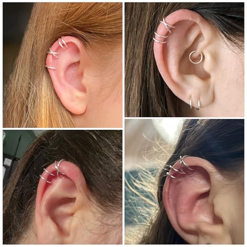 MILACOLATO 4Pcs 925 Sterling Silver Ear Cuffs for Women 14K Gold Plated Adjustable Ear Cuffs Non Piercing Minimalist Ear Cuff Earrings Fake Helix Cartilage Clip on Earrings Hypoallergenic4