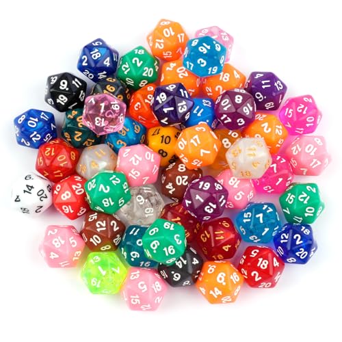 Polyedrische Würfelset 50PCS Acrylic Dice Set D20 Spielwürfel Würfel Bunt für D&D/RPG/MTG Tischspiele Brettspiel Kartenspiel Rollenspiel für Unterhaltungsaktivitäten Freizeitlokale