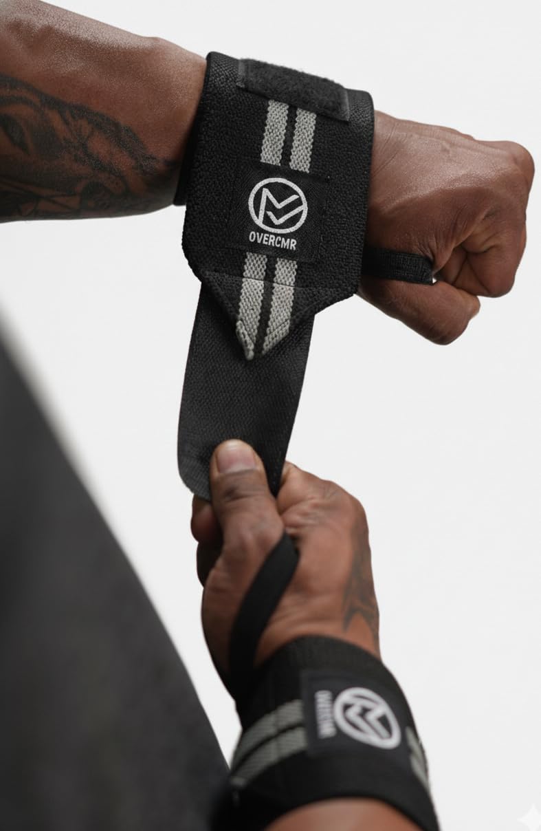 Wrist Band for Gym Workout | Wrist Wraps/Strap with Thumb Support Loop Bands for Workout and Velcro Straps| Sports Accessories | Calisthenics Equipment | Gym Equipment (Overcmr Grey)-picture-11