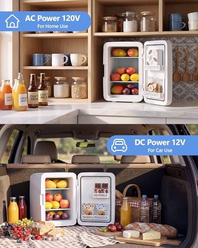 Image of Electactic 10L Compact Mini Fridge, 2.6 Gal Portable Small Refrigerator with AC /DC Adapters, Quiet Personal Desktop Fridge for Skincare, Cosmetics, Makeup, Beverage & Food, Classic White