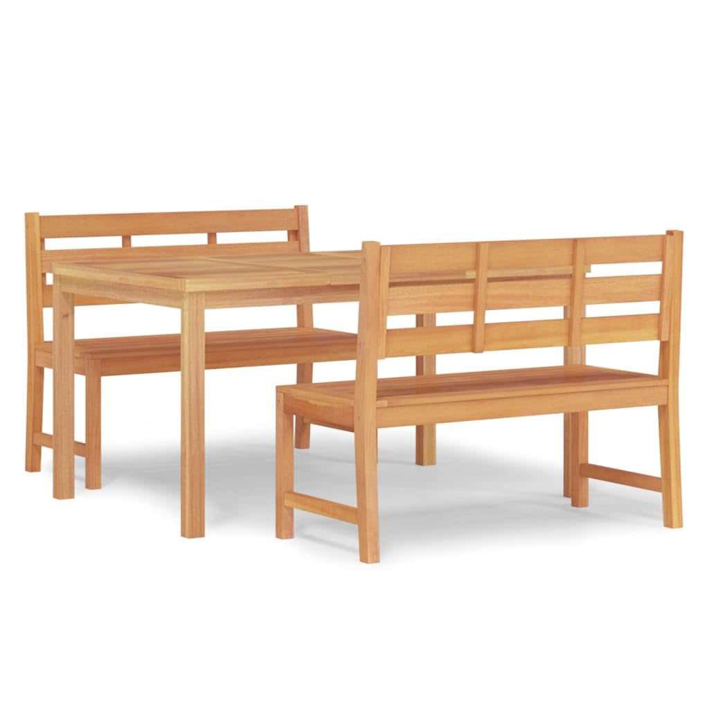 Juego de muebles de jardín de madera de teca maciza con propiedades repelentes al agua y tablero de mesa estable, juego de muebles de jardín para exteriores