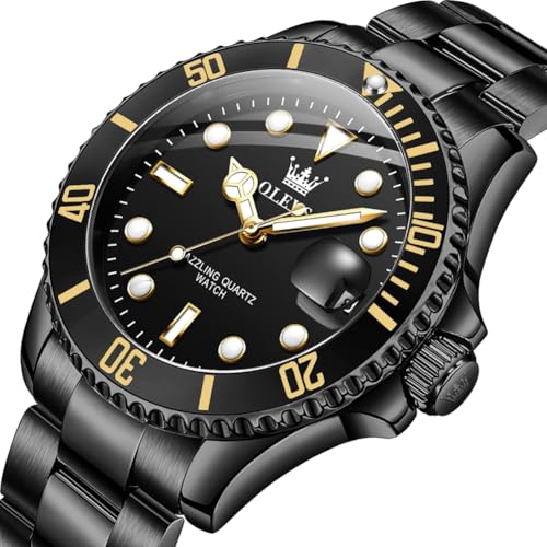 OLEVS Dress Watches for Men Waterproof Dial with Day Date Big Black Face Men's Wrist Watches Luxury Analog Quartz Reloj para Hombre — view 2