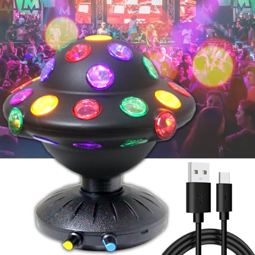 UFO Disco Ball LED Novelty Light Projector 360° Rotary Speed/Brightness Adjustable Lamp for Stress Reliever, Parties, Lighting, Halloween, Christmas, Birthday, Holiday (USB/Battery Operation)