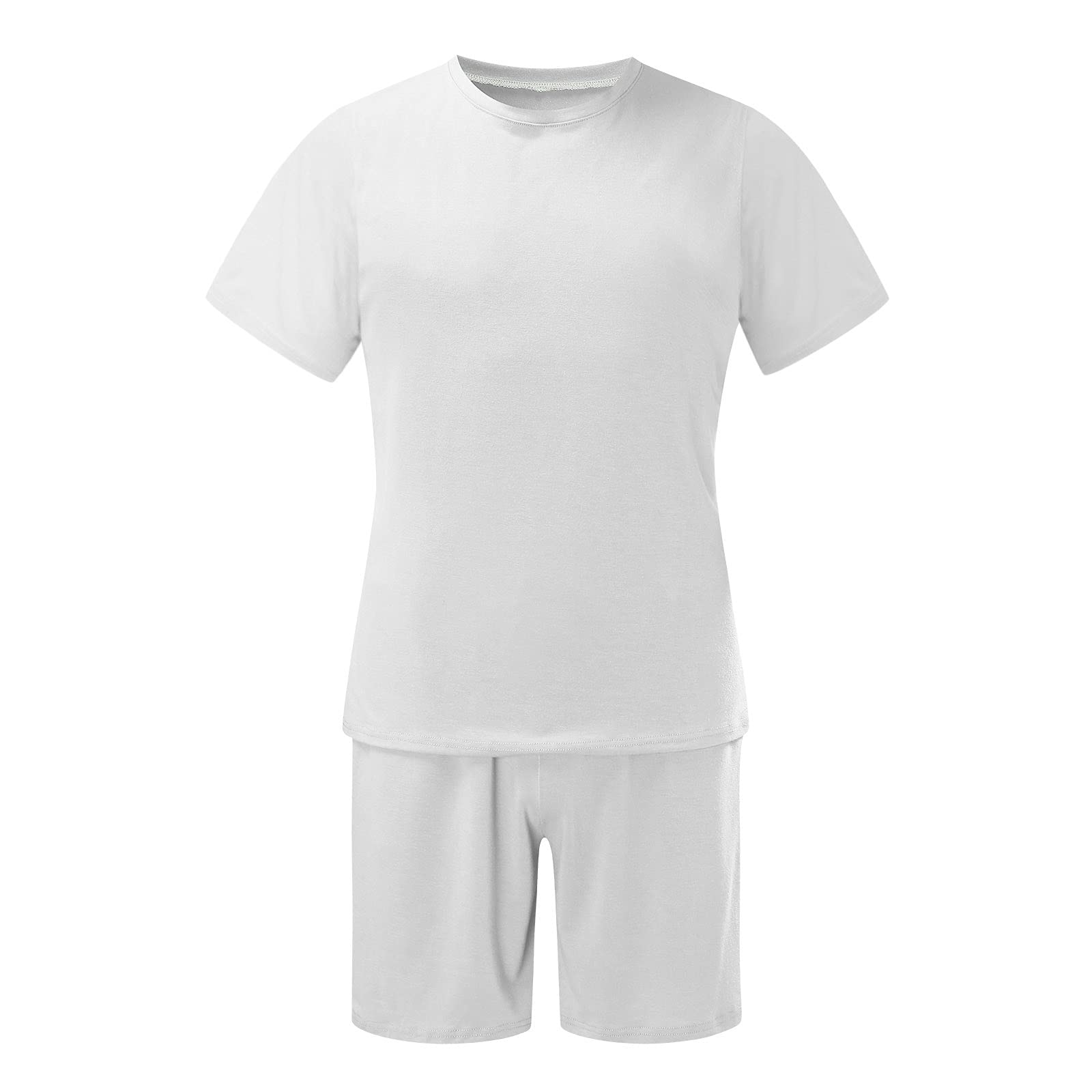 Homme Ensemble Chemises Hauts à Manches Courtes Mode 2 Pièce Survêtement Jogging Été T-Shirt Chemisette et Shorts Couleur Unie Tenue de Sport Sportswear Grande Taille pour Vacance Loisir