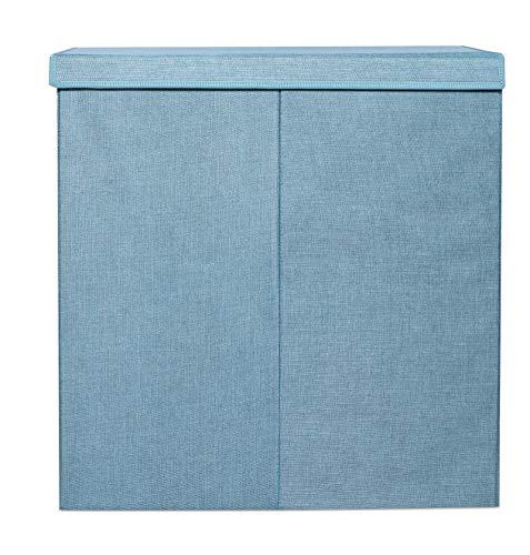 BIRDROCK HOME Laundry Hamper with Lid | Removable Bags for Sorting Clothes | Sectioned Laundry Basket for Bedroom & Bathroom | Collapsible Storage Bin with Cover | Double, Light Blue by BIRDROCK HOME - Used condition - Image 7