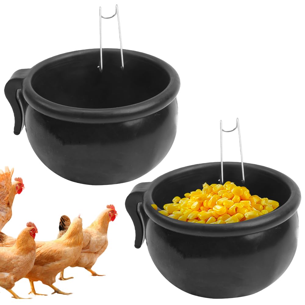 2 Pack Rubber Chicken Food Cup Pigeon Feeding Bowl Bird Feeder Cage Accessory for Poultry Birds