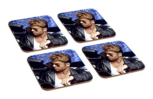 George Michael RIP Lot de 4 sous-verres en bois