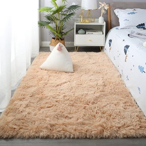 Tapis de salon moelleux au design moderne beige haut de gamme