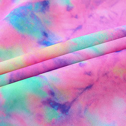 Big Kids Tie Dye Color Print Swimsuit One Piece Multicolor Hawaiian Girls Summer Beach Sport Swimwear Bathing Suit4