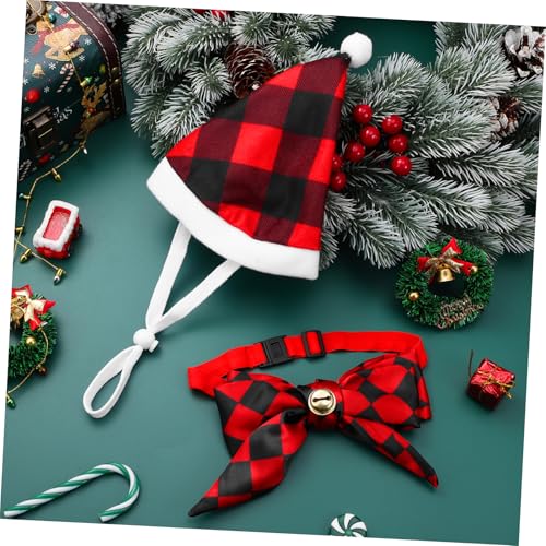 Disfraz navideño para mascotas con gorro y pajarita miniatura 5