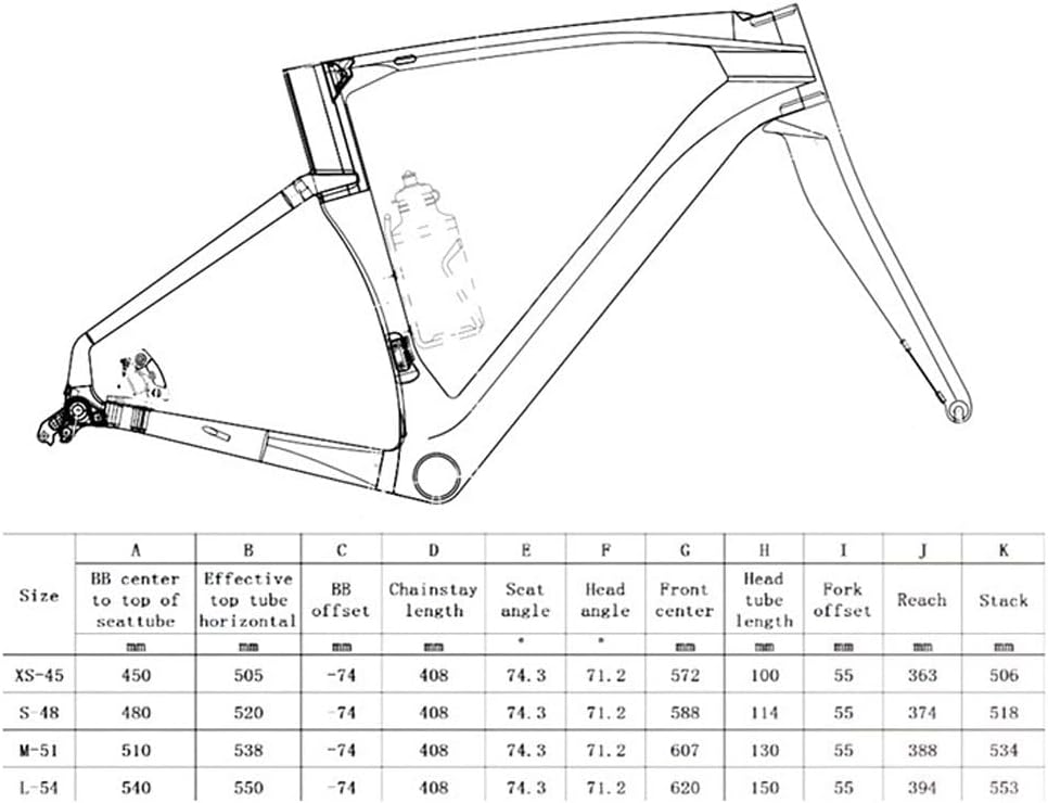 Carbon Road Bike Frameset Disc Brake Racing Frame 45/48/51/54CM Full Internal Routing Frame Thru Axle 100/142mm Black Red Frame(51CM)