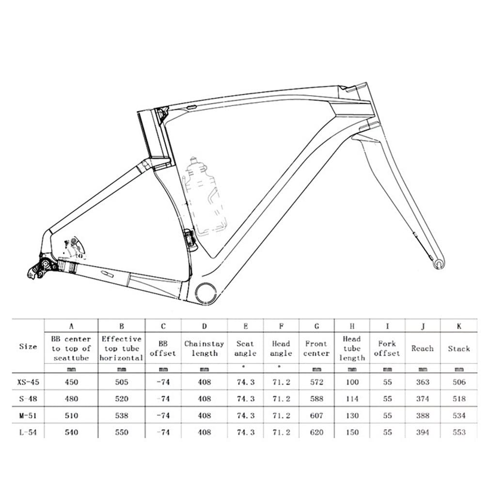 HIMALO 700c Road Bike Frameset Disc Brake Carbon Racing Frame 45/48/51/54CM 100/142mm Thru Axle ?with Fork Handlebar Seat Tube(Dark Gray,51CM)