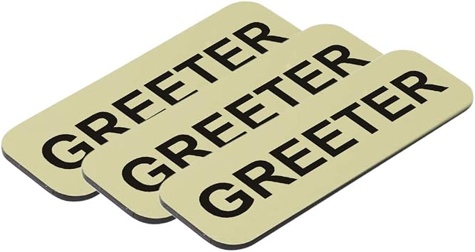 Greeter 1 x 3 Name Tag, Brushed Gold (3 Pack)
