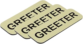Greeter 1 x 3 Name Tag, Brushed Gold (3 Pack)