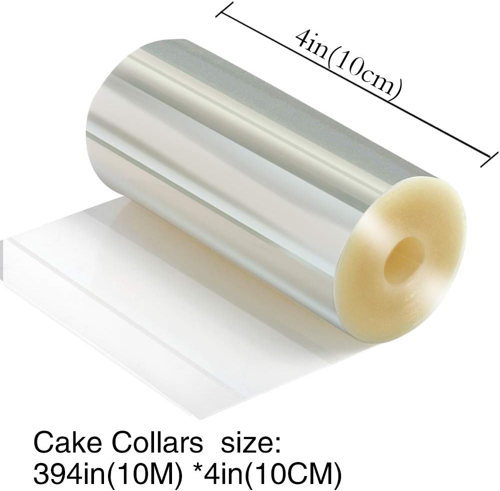 Cake Collars 4 x 788inch, Picowe Acetate Rolls, Clear Cake Strips, Transparent Cake Rolls, Mousse Cake Acetate Sheets for Chocolate Mousse Baking, Cake Decorating