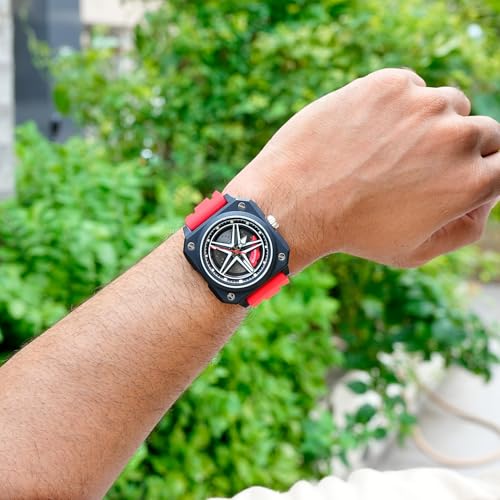 Image of SKMEI Silicone Men's Analog Quartz Sports Watch Waterproof & Trendy Wheels Rolling Design 2362