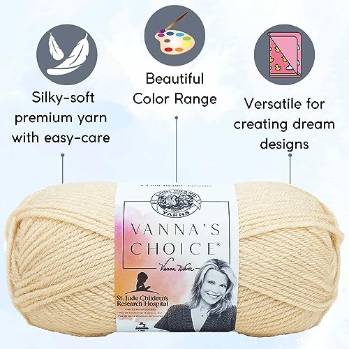 Image of Lion Brand Yarn Vanna'S Choice 860-123 Beige | 6 Skeins, Same Dye Lot, Project Bag, CYC #4 Worsted, 100% Acrylic, Ideal for Crochet, Knitting Blankets, Hats, Scarves