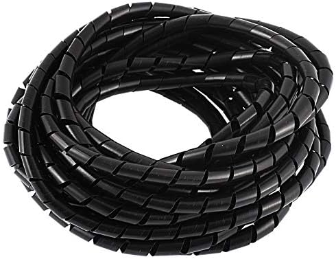 Immech - Black 6mm(1/4" Inch) Spiral Cable Wrap, Cable Sleeve, cable Organizer For TV PC Home & Home - Length : 10 Meter