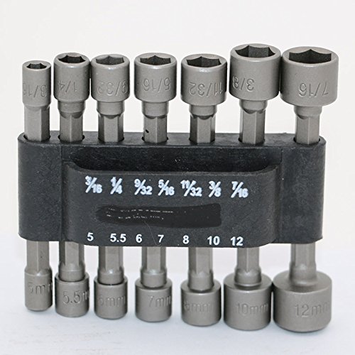 14 Pieces 4.76mm-12mm Nut Driver Set Socket Adapter Adaptor Hex Drill Bit Screwdrivers Nutdrivers Socket Driver Bits
