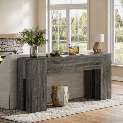 Image of Tribesigns 71-Inch Long Console Table for Entryway, Farmhouse Sofa Console Behind Couch, Entry Table for Hallway, Foyer, Living Room, Gray