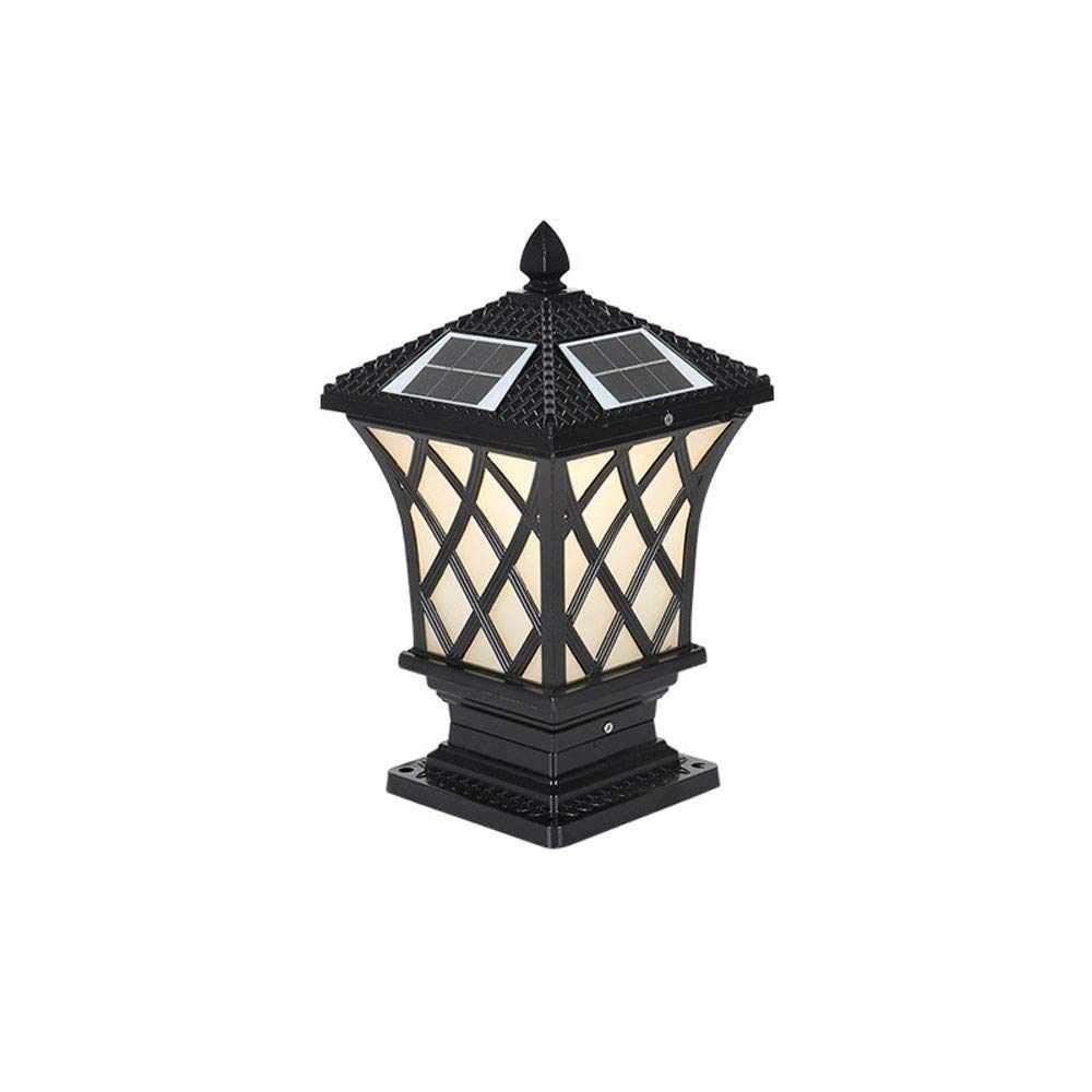 QUSYZD Solar Ip55 Waterproof Outdoor Garden Lamp Post Light Glass Column Lamp Led Decoration Street Light Lawn Villa Lamp Post Lamp Path Decking Patio Aisle Balcony Fence Light,Black_small