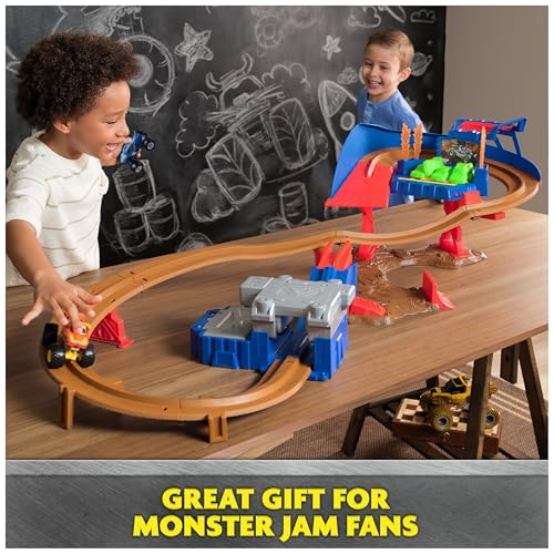 Image of Monster Jam, Supercharge Speedway Playset, Megalodon and El Toro Loco Die-Cast Monster Trucks, Light Up World Finals Track Kids Toys for Boys Ages 3 and Up