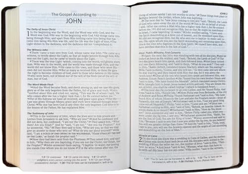 Image of NASB Large Print Compact Bible, Dark Brown, Leathertex, 1995 text | 9 Point Font, 5 x 7.25 inch Page Size, Line Matched, Smyth Sewn, Single Column, Paragraph Format, Black Letter, 2 Premium Ribbons