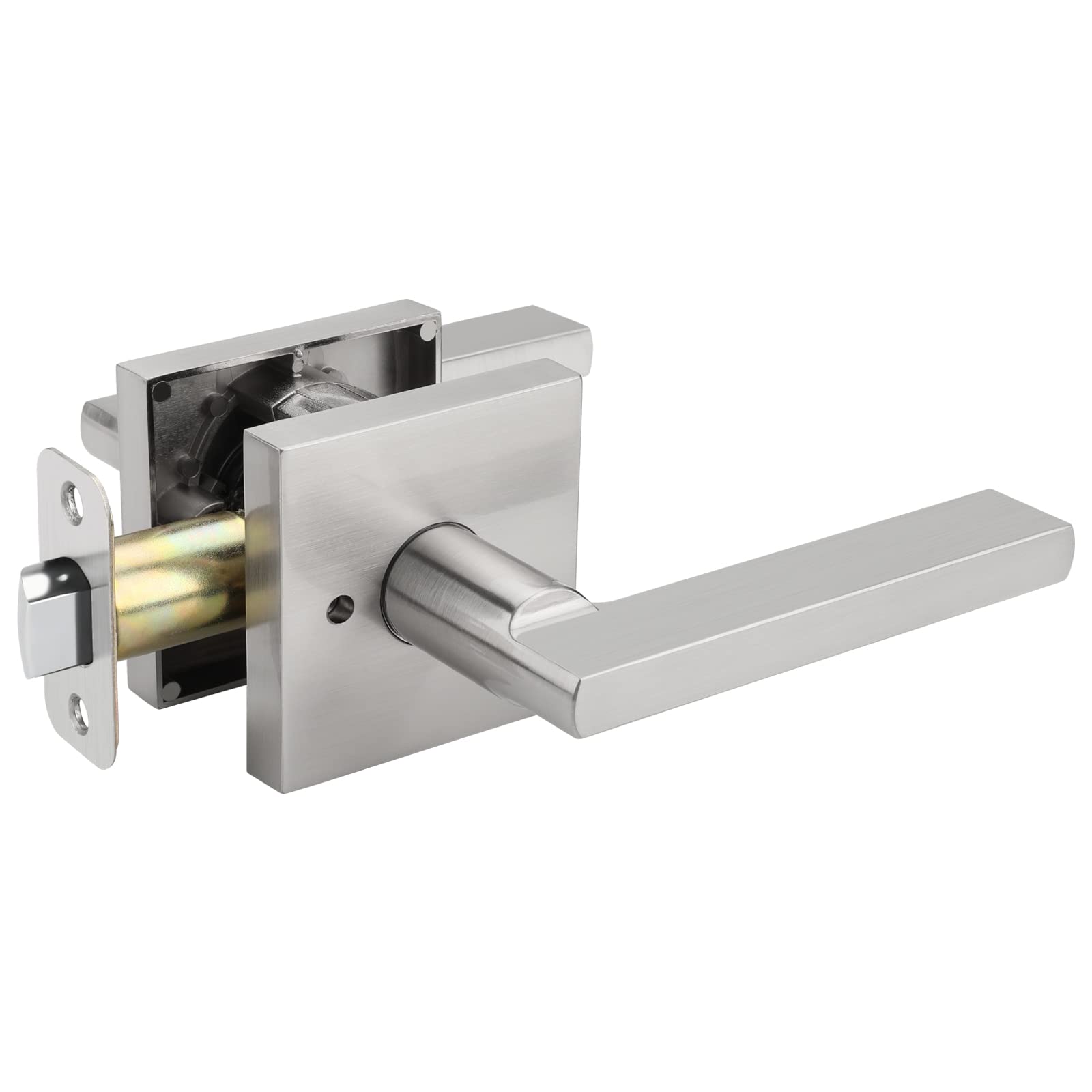 Haidms Interior Door Handles Brushed Nickel, Silver Door Handles,Privacy Door Handle Interior, Door Knobs Interior Brushed Nickel 1 Pack