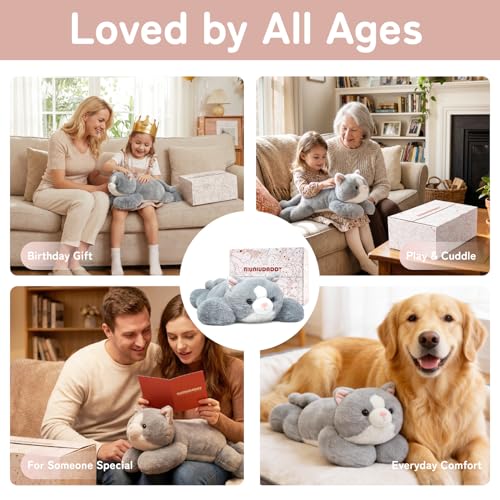 Image of Niuniu Daddy Weighted Cat Stuffed Animals Gift Box Set, 20 Inch 3.3 lbs Weighted Plushies, Heavy Calming Body Pillow for Sleeping, Sensory Lying Lap Pad Toy Companion for Kids and Adults