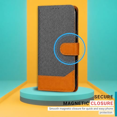 Image of Cover for Vivo T5x 5G / Y51 Pro 5G / iQOO Z11x 5G, Wallet Style, Leather Finish, Magnetic Closure, Inbuilt Stand, Card Pocket (Damin-Grey)