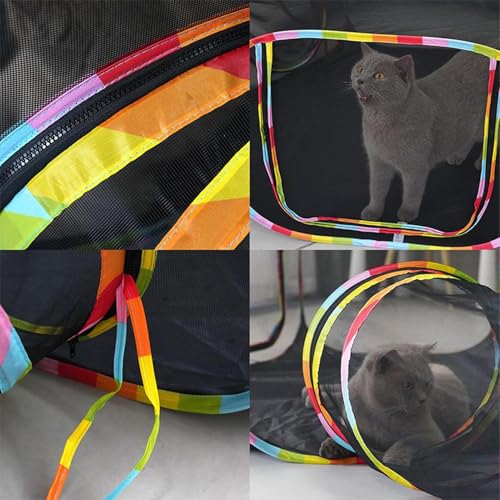 Casa Exterior para Gatos - Cercados Dobráveis para Gatos com Túneis | Portátil com Rede, Parque para