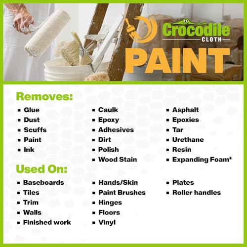 Crocodile Cloth Paint Cleaning Wipes – 100 Count (15" x 10") Heavy-Duty Cleaning Cloths for Paint Prep & Cleanup, Removes Paint, Adhesive, Caulk – Ideal for Painters, Contractors, Artists & DIY Work - Image 6