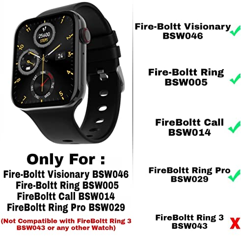 Image of Meyaar Silicone Strap Compatible with Compatible with Firebolt Ring / Ring Plus / Ring Pro / Visionary / Fire-Boltt Call / Fire-Boltt Vogue / Peble Frost / Cosmos Engage / Cosmos Grande /Hammer Ace 3.0 / Hammer Pulse X / Hammer Pulse Ace Pro / Hammer Ace Ultra (Watch Not Included)
